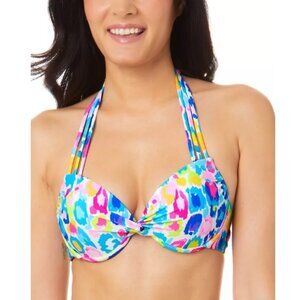 Salt + Cove Women's Printed Strappy Underwire Pushup Bikini Top Multi Size M NWT